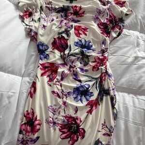 Ralph Lauren Pink Off-the-Shoulder Flutter Sleeve Dress